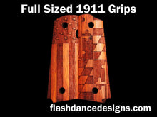 Load image into Gallery viewer, Walnut full sized 1911 grips laser engraved with the US flag and the Maryland flag