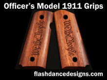 Load image into Gallery viewer, Walnut officer's model 1911 grips laser engraved with We the People