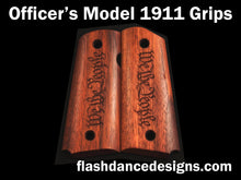 Load image into Gallery viewer, Walnut officer's model 1911 grips laser engraved with We the People