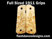 Load image into Gallery viewer, Holly full sized 1911 grips laser engraved with screaming skulls
