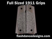 Load image into Gallery viewer, Brazilian ebony full sized 1911 grips laser engraved with a partial stipple design