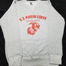 Load image into Gallery viewer, Reproduction of United States Marine Corps pre/WWII pt sweatshirt. 1936 USMC Eagle Globe and Anchor printed on a vintage cut French Terry sweat shirt. Made in the US this is a USMC licensed item.
