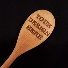Load image into Gallery viewer, Customizable beech wood spoon laser engraved with Your Design Here
