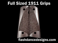 Load image into Gallery viewer, Full sized, full coverage 1911 grips, partial stipple, Brazilian ebony
