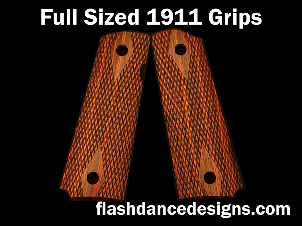 Full sized, cocobolo 1911 grips with double diamond pattern