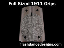 Load image into Gallery viewer, Brazilian ebony full sized 1911 grips laser engraved with a partial stipple design
