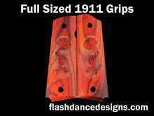 Load image into Gallery viewer, Cocobolo full sized 1911 grips laser engraved with a rose
